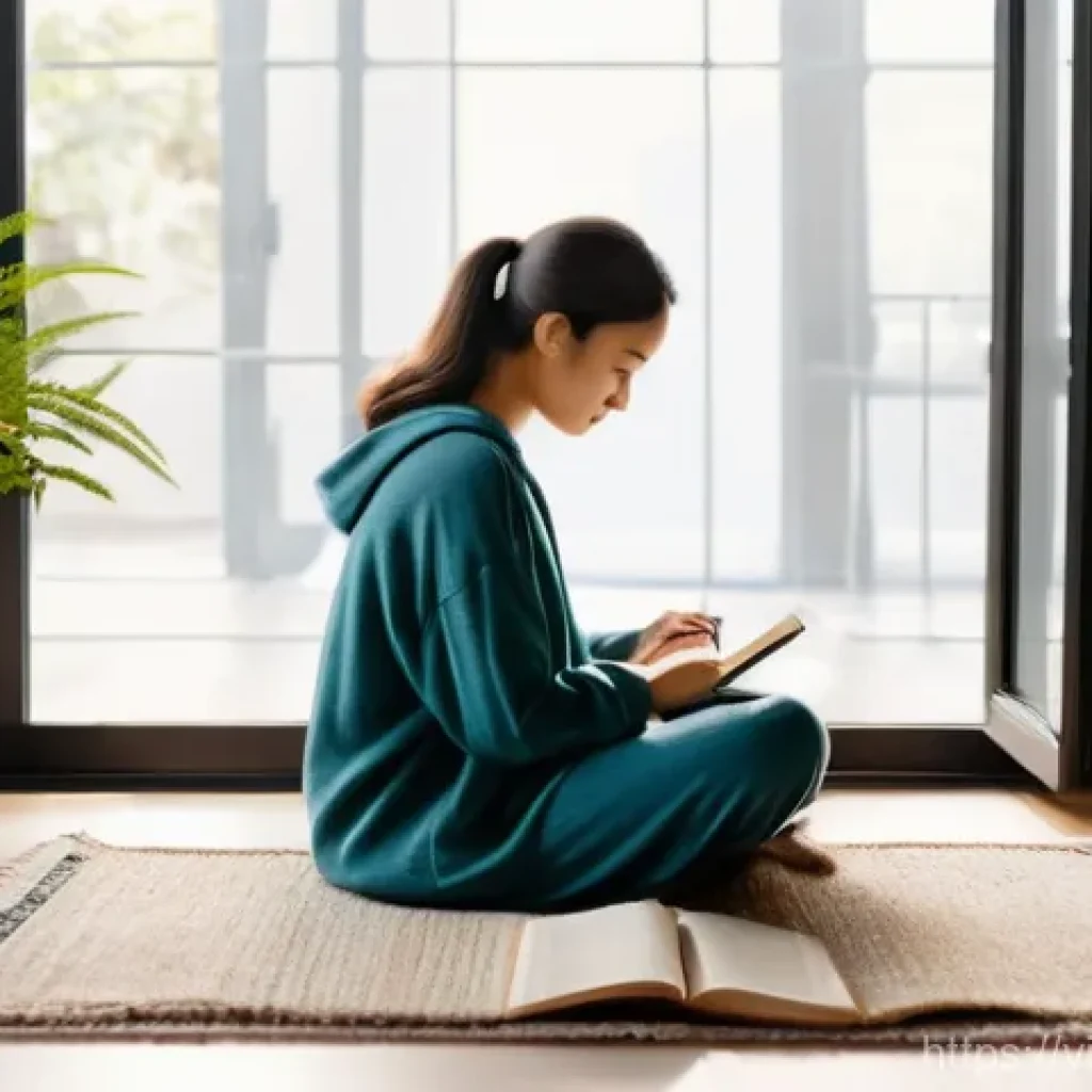 자기 객관화 능력 개발을 위한 지원 체계 - **Prompt 1: Serene Self-Reflection and Journaling**
A young adult, wearing comfortable yet modes...