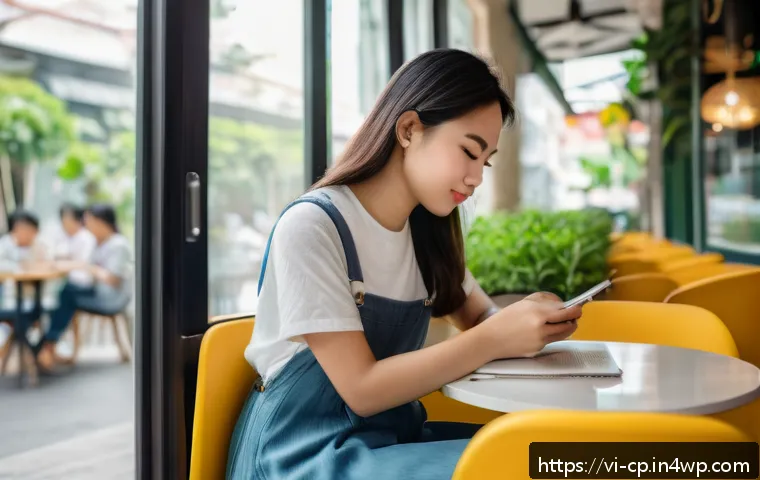자기 객관화의 발전을 위한 도구 - A young Vietnamese woman sitting comfortably in a modern cafe in Ho Chi Minh City, writing in a digi...